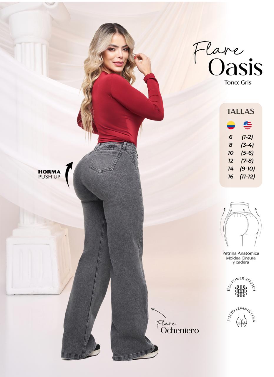 High Waisted Flare Leg Denim Jeans Ref Oasis