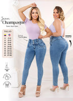 High Waisted Skinny Denim Jeans Ref Champagne