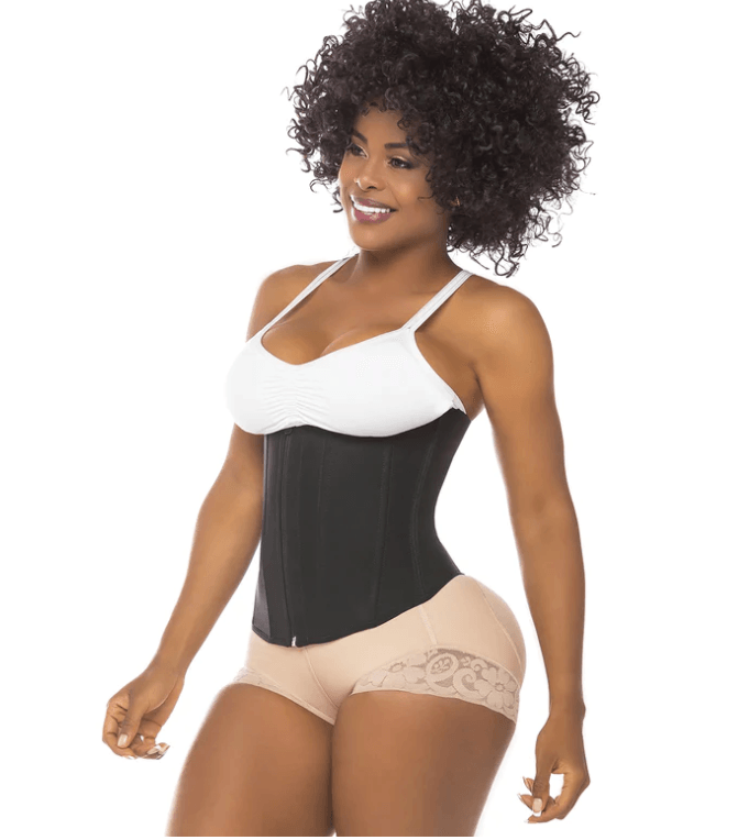 Powernet Zipper Corset Black- Stella's Corset