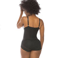 Stella's Corset black strapless body shaper with rear lift, silicone lace trim, and breathable Powernet fabric.