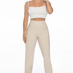Stella's Corset beige athletic pants with a high waist, designed for performance and comfort.