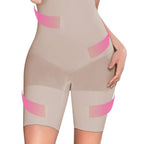 Stella's Corset beige high-waisted compression shorts with targeted shaping panels for a smooth silhouette.