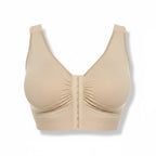 Stella's Corset beige post-surgical compression bra with front closure and wide straps. Designed for support and comfort.