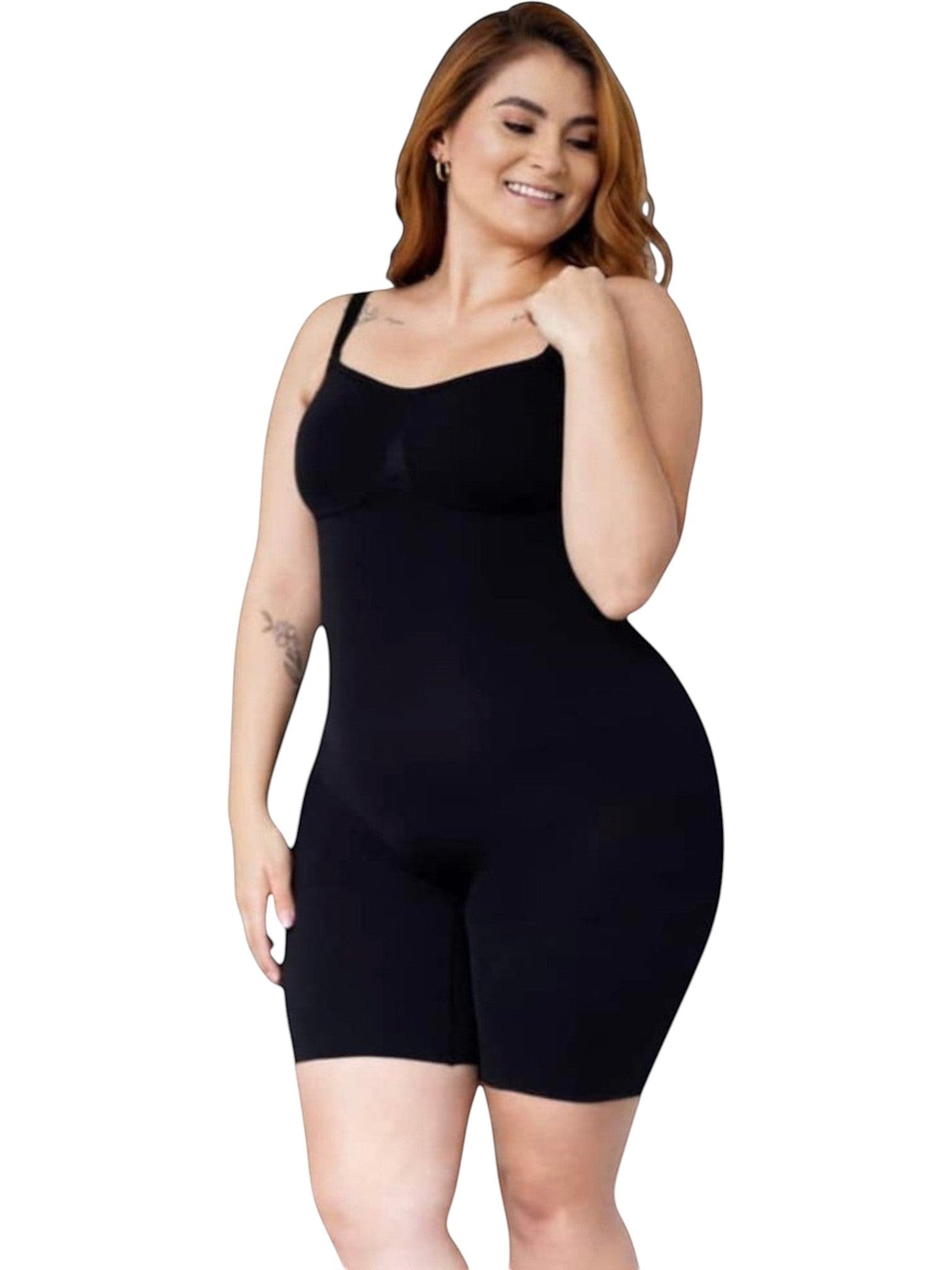 Stella's Corset black high-back body control sculpting short with thigh slimming and waist cinching features.