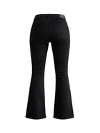 Stella's Corset black butt lifter jeans with rear contouring stitching and flared leg design.