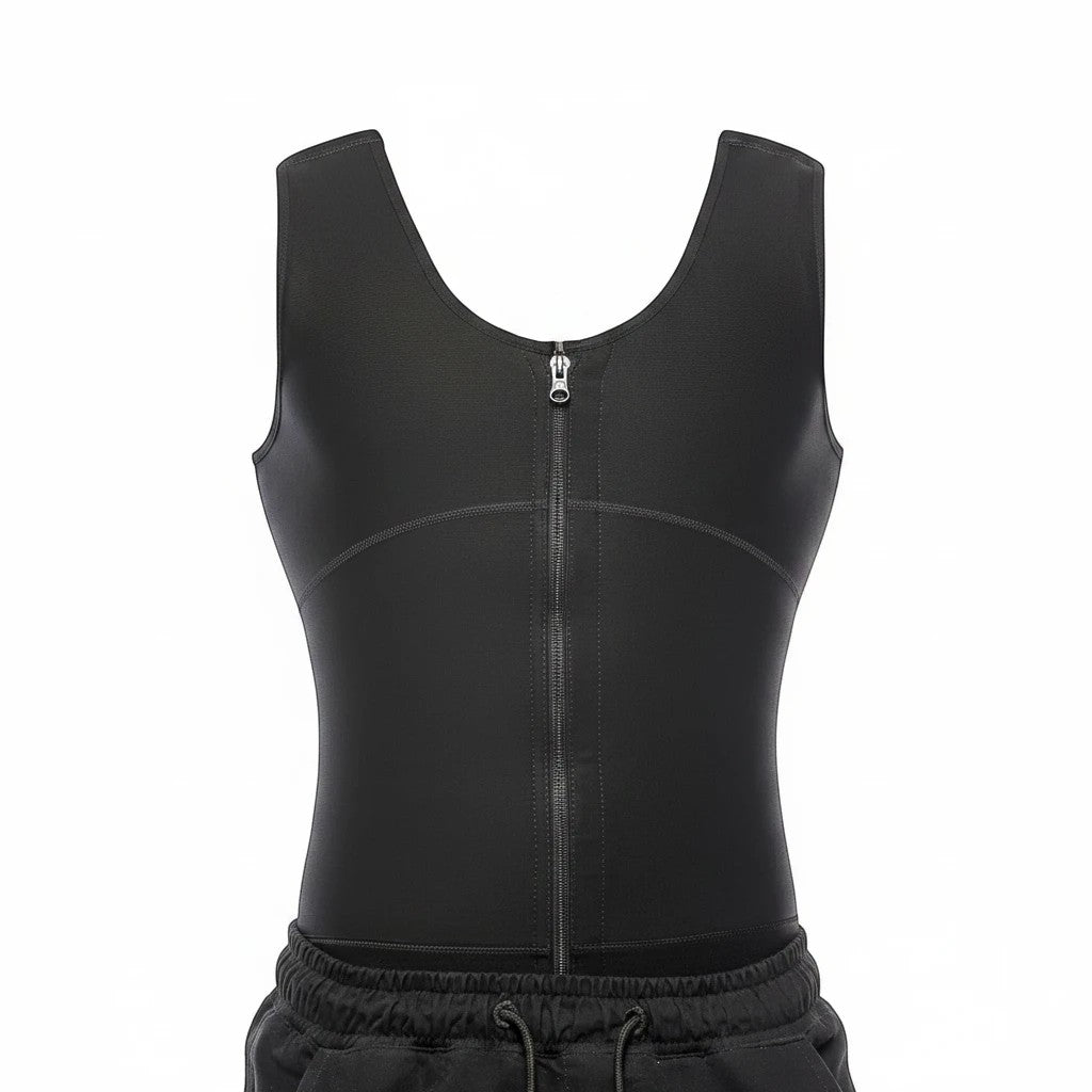 Stella's Corset black Powernet open-bust compression body shaper with zipper closure and natural butt lift.
