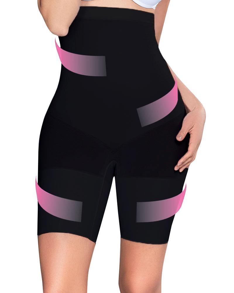 Stella's Corset black high-waisted compression shorts for seamless body shaping and firm support.