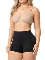 Stella's Corset black high-waist anti-chafing compression shaper shorts made of Nylon/Elastane with smooth thigh coverage.