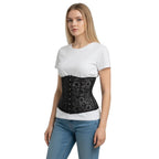 Stella's Corset black lace latex waist cincher corset with hook closure, orthopedic hourglass shaper REF 1001