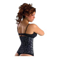 Stella's Corset black lace over latex waist cincher corset with orthopedic support and adjustable hooks.