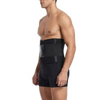Stella's Corset black latex waist trainer belt with adjustable straps and steel boning for men and women.