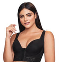 Stella's Corset Everyday Support Brassiere in black with wide straps, front closure, and lace under-bust detailing.