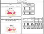 Stella's Corset brassiere size chart with step-by-step measuring instructions for under-bust and bust circumference.