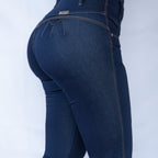 Stella's Corset dark wash denim butt lifter jeans with high waist and flared legs.