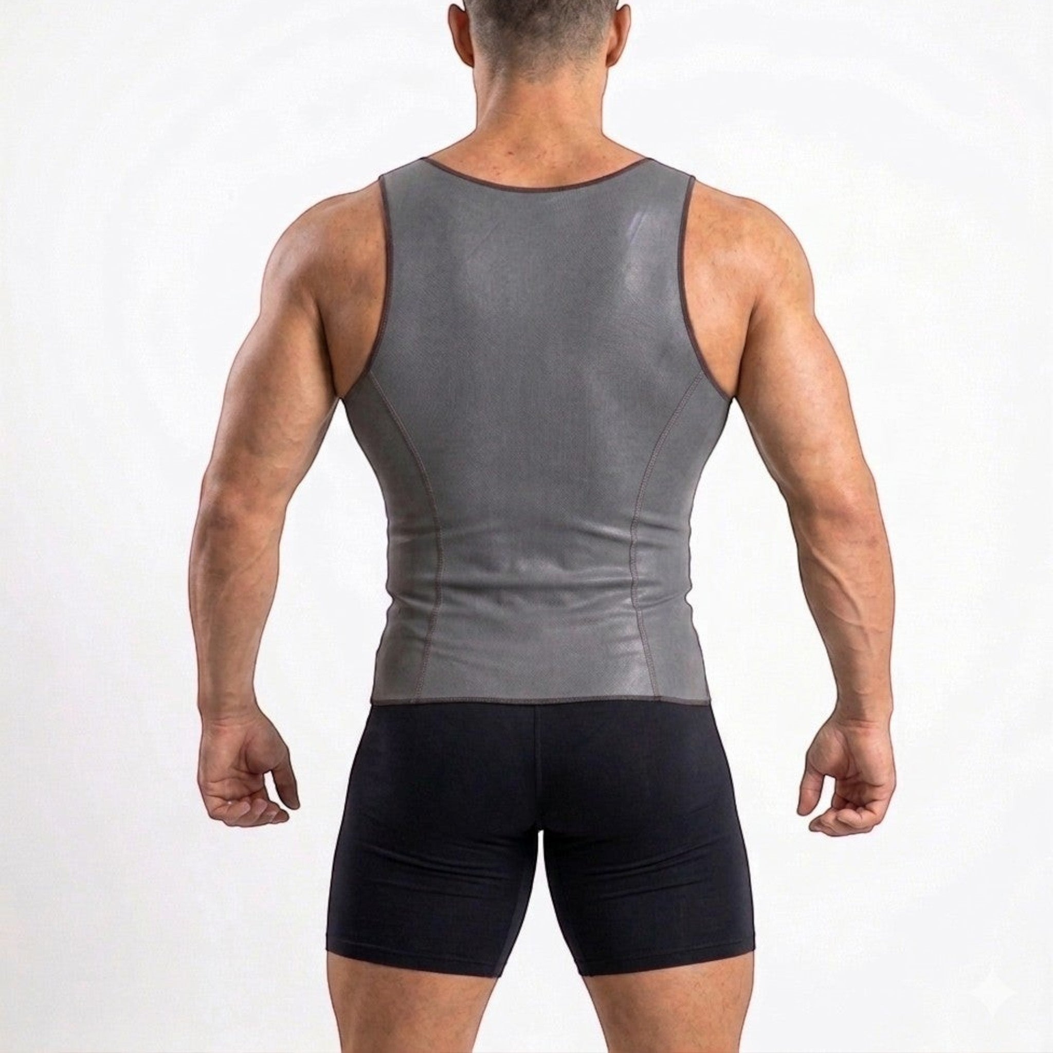 Stella's Corset chaleco de látex gris para hombre, de compresión alta, para aplanar el abdomen y mejorar la postura.