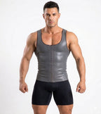 Stella's Corset chaleco moldeador de látex gris para hombre con cierre de gancho y ojo, soporte para abdomen y postura.