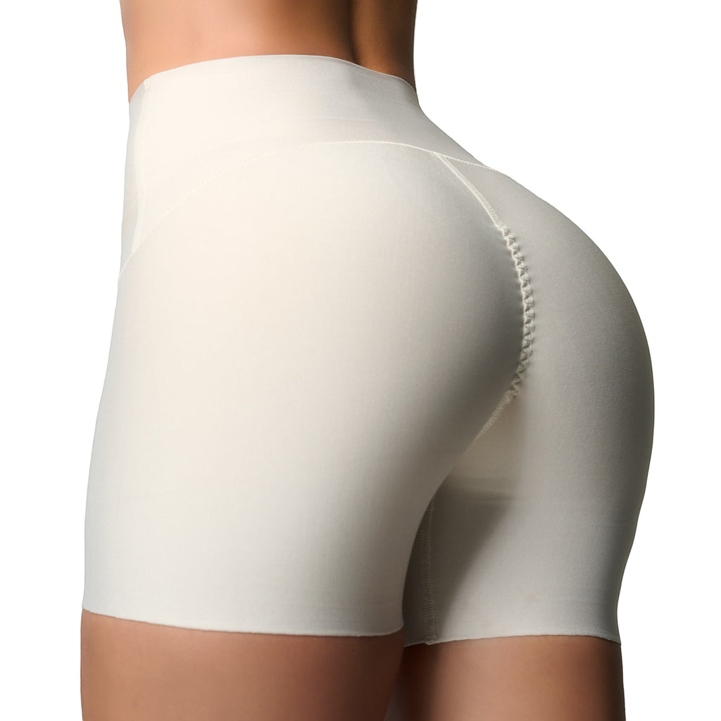 Stella's Corset cream Powernet high-waist butt-lifting compression shorts with cotton-lycra lining.