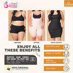 Stella's Corset Fajas Salome 0233 CCB beige Stage 2 post-surgery body shaper with medium compression, open bust, and butt lifter.