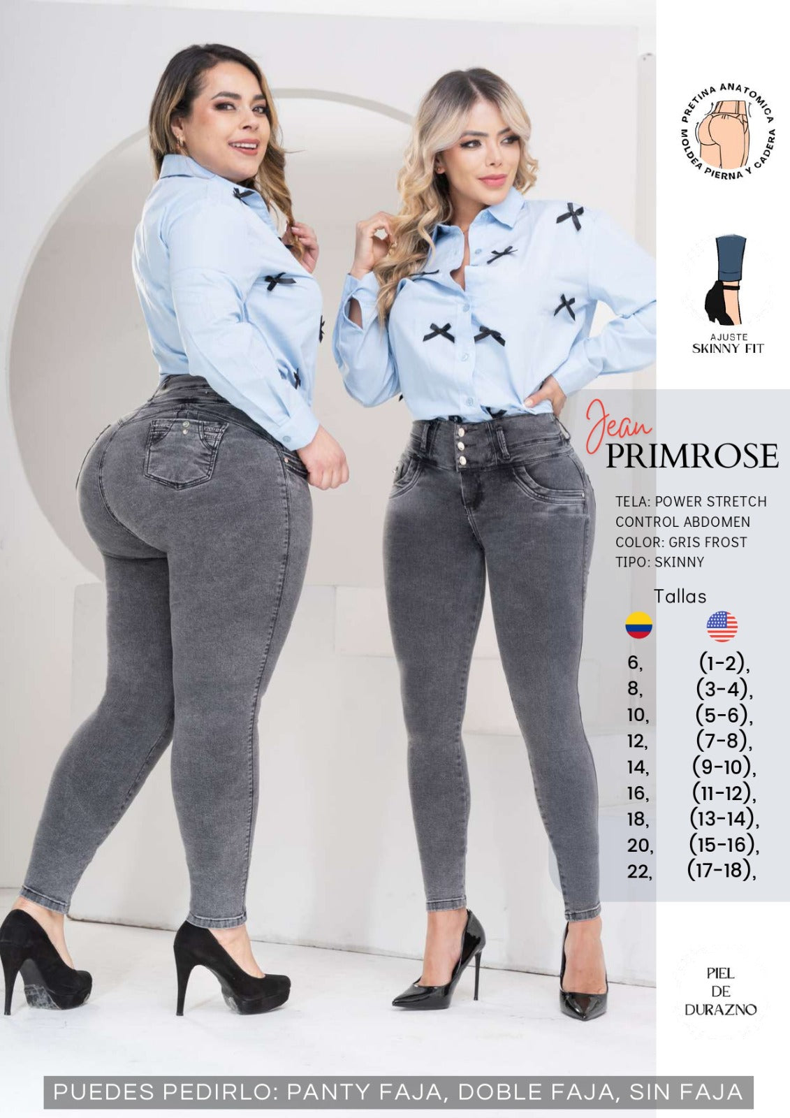 Stella's Corset high-waisted skinny jeans in grey frost power stretch denim with butt-lifting anatomical fit