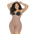 Stella's Corset Hourglass Compression Girdle Short with Perineal Zipper. Beige, rod-free, high-definition sculpting shapewear.