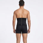 Stella's Corset black latex waist trainer belt with adjustable straps and steel boning for men and women.