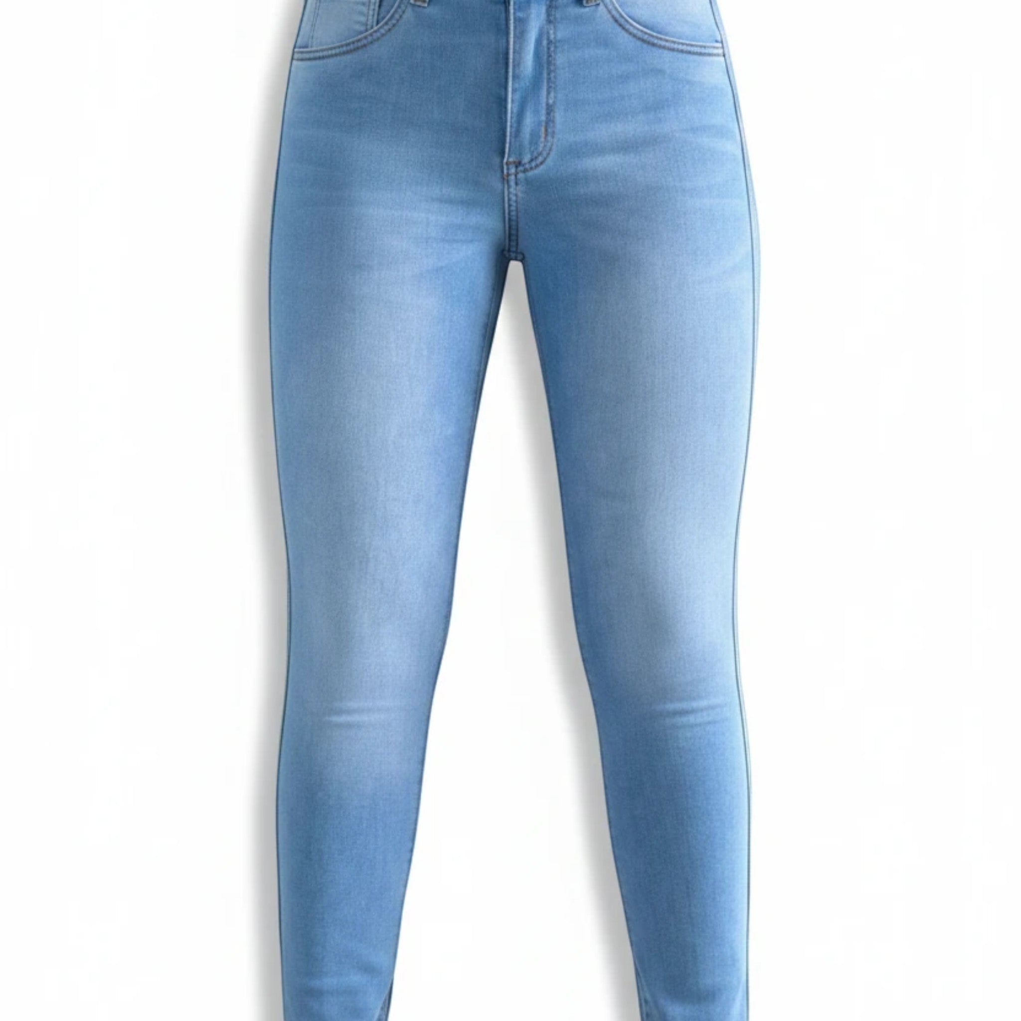 Stella's Corset light blue high waisted skinny leg butt lifter jeans made from denim blend with five-pocket styling.