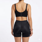 Stella's Corset black padded boxer shaper with dual-zone hip and butt enhancement, high-waisted tummy control, and seamless mid-thigh fit.