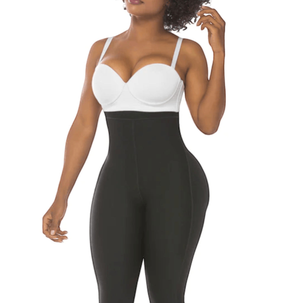 Stella's Corset black high-waisted shaping capri leggings with corset-style waistband for tummy control and figure sculpting.