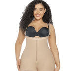 Stella's Corset beige strapless compression short with butt lifter feature and lace leg bands. Made of Powernet and Lycra.