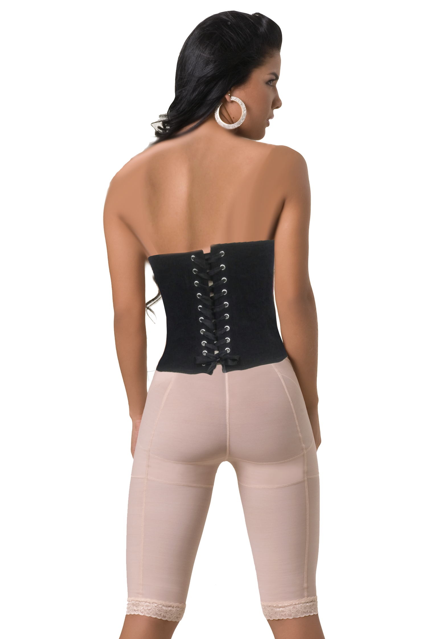 Fancy Powernet Zipper Corset with Strings - Stella's Corset